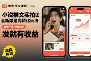 小说推文实拍双图文最新爆量高转化玩法，全程干货，0粉起步，发就有收益