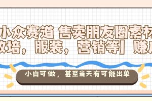 小众赛道售卖朋友圈素材【教培,服装,营销等】賺麻了,小白可做,甚至当天有可能出单