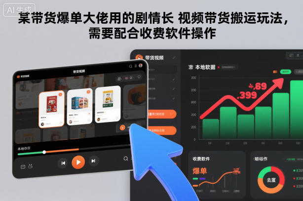 某带货爆单大佬用的剧情长视频带货搬运玩法，需要配合收费软件操作